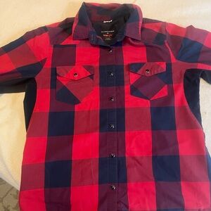 Wrangler Women's Red and Black Plaid Top